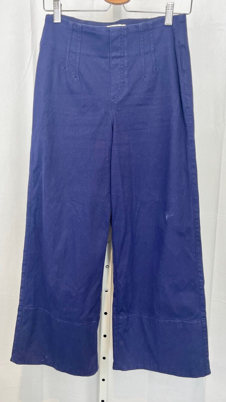 SPANX Stretch Twill Cropped Wide Leg Pants 20989 High Rise Pull On Lapis Blue S